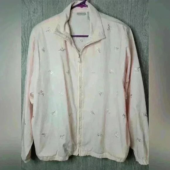 Vintage Francisca Koret Blush Embroidered flower winbreaker. - Picture 3 of 7